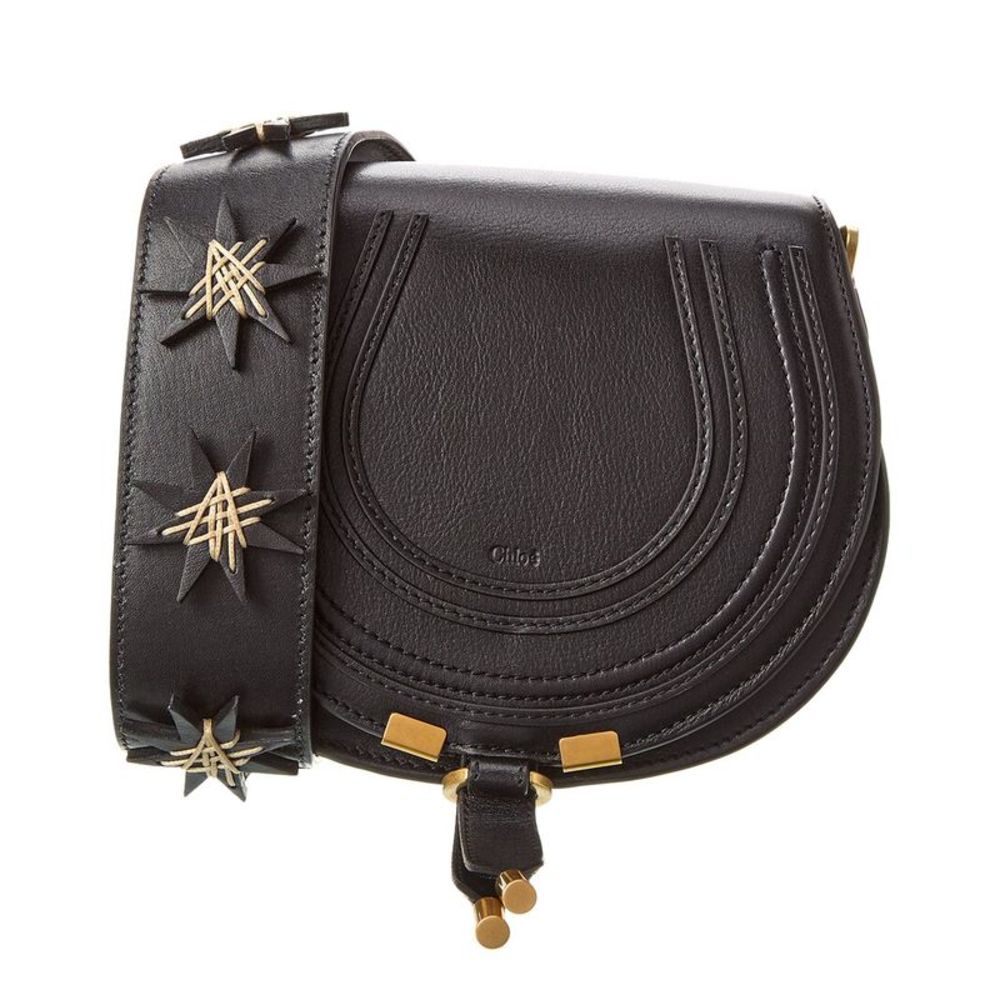 Chloé Marcie Small Leather Saddle Bag, Black